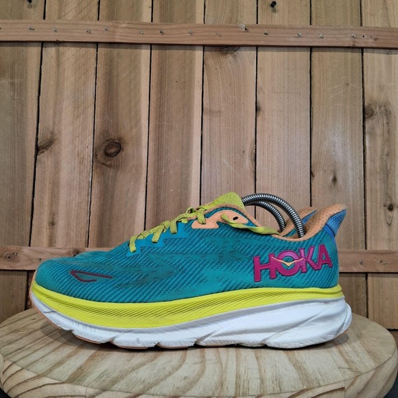 Hoka One One Shoes - Hoka One One Clifton 9 Shoes Womens 9.5 Teal Mesh Running Sneakers 1127896 CEPR